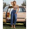 imageGRAPENT Bikini Tops for Women Cropped Tankini Tops Floral Printed Beach Padded Knot Twist Cut Out Bathing Suit Top OnlyAbstract Print
