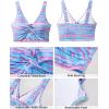 imageGRAPENT Bikini Tops for Women Cropped Tankini Tops Floral Printed Beach Padded Knot Twist Cut Out Bathing Suit Top OnlyAbstract Stripe