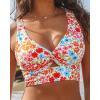 imageGRAPENT Bikini Tops for Women Cropped Tankini Tops Floral Printed Beach Padded Knot Twist Cut Out Bathing Suit Top OnlyBlooming Floral