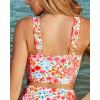 imageGRAPENT Bikini Tops for Women Cropped Tankini Tops Floral Printed Beach Padded Knot Twist Cut Out Bathing Suit Top OnlyBlooming Floral