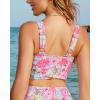 imageGRAPENT Bikini Tops for Women Cropped Tankini Tops Floral Printed Beach Padded Knot Twist Cut Out Bathing Suit Top OnlyPurple Floral