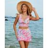imageGRAPENT Bikini Tops for Women Cropped Tankini Tops Floral Printed Beach Padded Knot Twist Cut Out Bathing Suit Top OnlyPurple Floral