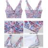 imageGRAPENT Bikini Tops for Women Cropped Tankini Tops Floral Printed Beach Padded Knot Twist Cut Out Bathing Suit Top OnlyWhite Floral