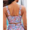 imageGRAPENT Bikini Tops for Women Cropped Tankini Tops Floral Printed Beach Padded Knot Twist Cut Out Bathing Suit Top OnlyWhite Floral