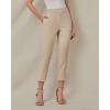 imageGRAPENT Capri Pants for Women High Waisted Pull On Dress Pants Slim Straight Leg Stretchy Waist Capris Trousers PantsBeige