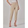 imageGRAPENT Capri Pants for Women High Waisted Pull On Dress Pants Slim Straight Leg Stretchy Waist Capris Trousers PantsBeige