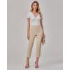 imageGRAPENT Capri Pants for Women High Waisted Pull On Dress Pants Slim Straight Leg Stretchy Waist Capris Trousers PantsBeige