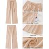 imageGRAPENT Linen Wide Leg Pants Woman High Waisted Pull On Button Drawstring Baggy Casual Summer Palazzo Pants with PocketsAlmond