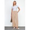 imageGRAPENT Linen Wide Leg Pants Woman High Waisted Pull On Button Drawstring Baggy Casual Summer Palazzo Pants with PocketsAlmond