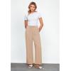 imageGRAPENT Linen Wide Leg Pants Woman High Waisted Pull On Button Drawstring Baggy Casual Summer Palazzo Pants with PocketsAlmond