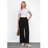imageGRAPENT Linen Wide Leg Pants Woman High Waisted Pull On Button Drawstring Baggy Casual Summer Palazzo Pants with PocketsBlack