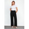 imageGRAPENT Linen Wide Leg Pants Woman High Waisted Pull On Button Drawstring Baggy Casual Summer Palazzo Pants with PocketsBlack