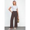 imageGRAPENT Linen Wide Leg Pants Woman High Waisted Pull On Button Drawstring Baggy Casual Summer Palazzo Pants with PocketsBrown