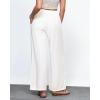 imageGRAPENT Linen Wide Leg Pants Woman High Waisted Pull On Button Drawstring Baggy Casual Summer Palazzo Pants with PocketsCream White