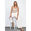 imageGRAPENT Linen Wide Leg Pants Woman High Waisted Pull On Button Drawstring Baggy Casual Summer Palazzo Pants with PocketsCream White