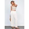 imageGRAPENT Linen Wide Leg Pants Woman High Waisted Pull On Button Drawstring Baggy Casual Summer Palazzo Pants with PocketsCream White