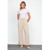 imageGRAPENT Linen Wide Leg Pants Woman High Waisted Pull On Button Drawstring Baggy Casual Summer Palazzo Pants with PocketsLight Beige
