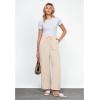 imageGRAPENT Linen Wide Leg Pants Woman High Waisted Pull On Button Drawstring Baggy Casual Summer Palazzo Pants with PocketsLight Beige
