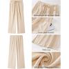 imageGRAPENT Linen Wide Leg Pants Woman High Waisted Pull On Button Drawstring Baggy Casual Summer Palazzo Pants with PocketsLight Beige