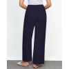 imageGRAPENT Linen Wide Leg Pants Woman High Waisted Pull On Button Drawstring Baggy Casual Summer Palazzo Pants with PocketsNavy Blue