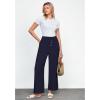 imageGRAPENT Linen Wide Leg Pants Woman High Waisted Pull On Button Drawstring Baggy Casual Summer Palazzo Pants with PocketsNavy Blue