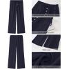 imageGRAPENT Linen Wide Leg Pants Woman High Waisted Pull On Button Drawstring Baggy Casual Summer Palazzo Pants with PocketsNavy Blue