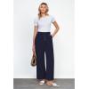 imageGRAPENT Linen Wide Leg Pants Woman High Waisted Pull On Button Drawstring Baggy Casual Summer Palazzo Pants with PocketsNavy Blue