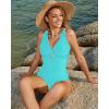 imageGRAPENT One Piece Swimsuit Women Padded Twist Knot Cut Out Adjustable Straps Bathing Suits Beach Modest Swimming SuitsAqua Blue