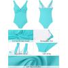 imageGRAPENT One Piece Swimsuit Women Padded Twist Knot Cut Out Adjustable Straps Bathing Suits Beach Modest Swimming SuitsAqua Blue