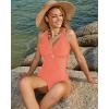 imageGRAPENT One Piece Swimsuit Women Padded Twist Knot Cut Out Adjustable Straps Bathing Suits Beach Modest Swimming SuitsCamellia