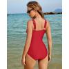 imageGRAPENT One Piece Swimsuit Women Padded Twist Knot Cut Out Adjustable Straps Bathing Suits Beach Modest Swimming SuitsRed