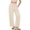 imageGRAPENT Linen Wide Leg Pants Woman High Waisted Pull On Button Drawstring Baggy Casual Summer Palazzo Pants with PocketsLight Beige
