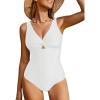 imageGRAPENT One Piece Swimsuit Women Padded Twist Knot Cut Out Adjustable Straps Bathing Suits Beach Modest Swimming SuitsWhite