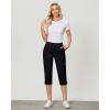 imageGRAPENT Capri Cargo Pants for Women High Waisted Pull On Elastic Waist Stretch Twill Fold Hem Capris Pants with PocketsBlack
