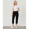 imageGRAPENT Capri Cargo Pants for Women High Waisted Pull On Elastic Waist Stretch Twill Fold Hem Capris Pants with PocketsBlack