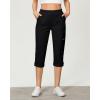 imageGRAPENT Capri Cargo Pants for Women High Waisted Pull On Elastic Waist Stretch Twill Fold Hem Capris Pants with PocketsBlack