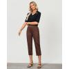 imageGRAPENT Capri Cargo Pants for Women High Waisted Pull On Elastic Waist Stretch Twill Fold Hem Capris Pants with PocketsBrown