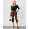 imageGRAPENT Capri Cargo Pants for Women High Waisted Pull On Elastic Waist Stretch Twill Fold Hem Capris Pants with PocketsBrown
