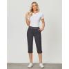 imageGRAPENT Capri Cargo Pants for Women High Waisted Pull On Elastic Waist Stretch Twill Fold Hem Capris Pants with PocketsDark Gray