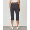 imageGRAPENT Capri Cargo Pants for Women High Waisted Pull On Elastic Waist Stretch Twill Fold Hem Capris Pants with PocketsDark Gray