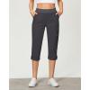 imageGRAPENT Capri Cargo Pants for Women High Waisted Pull On Elastic Waist Stretch Twill Fold Hem Capris Pants with PocketsDark Gray