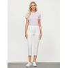 imageGRAPENT Capri Cargo Pants for Women High Waisted Pull On Elastic Waist Stretch Twill Fold Hem Capris Pants with PocketsIvory White