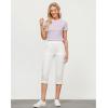 imageGRAPENT Capri Cargo Pants for Women High Waisted Pull On Elastic Waist Stretch Twill Fold Hem Capris Pants with PocketsIvory White