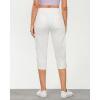 imageGRAPENT Capri Cargo Pants for Women High Waisted Pull On Elastic Waist Stretch Twill Fold Hem Capris Pants with PocketsIvory White