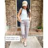 imageGRAPENT Capri Cargo Pants for Women High Waisted Pull On Elastic Waist Stretch Twill Fold Hem Capris Pants with PocketsLight Gray