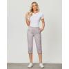imageGRAPENT Capri Cargo Pants for Women High Waisted Pull On Elastic Waist Stretch Twill Fold Hem Capris Pants with PocketsLight Gray