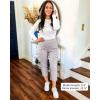 imageGRAPENT Capri Cargo Pants for Women High Waisted Pull On Elastic Waist Stretch Twill Fold Hem Capris Pants with PocketsLight Gray