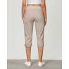 imageGRAPENT Capri Cargo Pants for Women High Waisted Pull On Elastic Waist Stretch Twill Fold Hem Capris Pants with PocketsLight Taupe