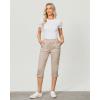imageGRAPENT Capri Cargo Pants for Women High Waisted Pull On Elastic Waist Stretch Twill Fold Hem Capris Pants with PocketsLight Taupe