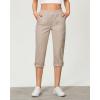 imageGRAPENT Capri Cargo Pants for Women High Waisted Pull On Elastic Waist Stretch Twill Fold Hem Capris Pants with PocketsLight Taupe